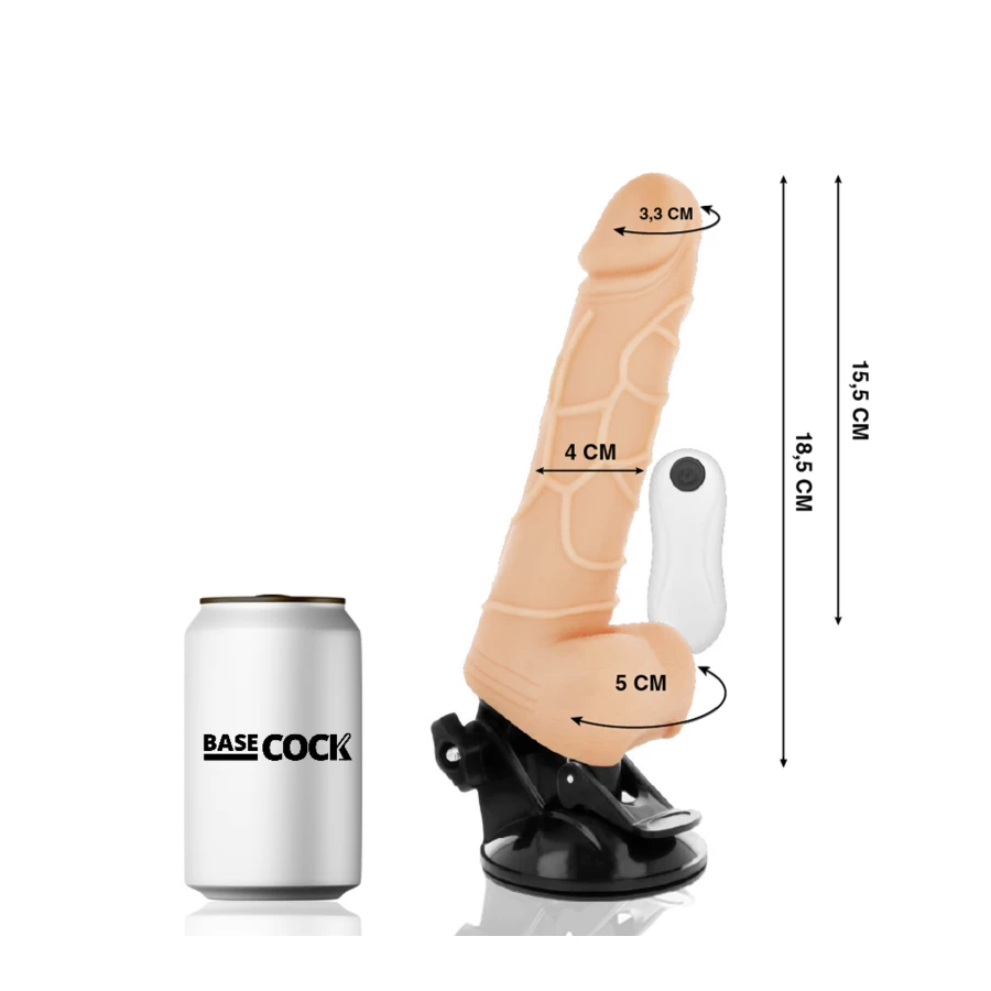 BASECOCK - VIBRATORE REALISTICO TELECOMANDO NERO 18.5 CM -O- 4CM